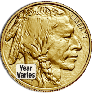A gold coin with the face of an indian.