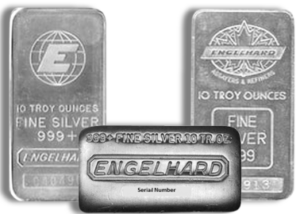 10 oz Silver Bar - Engelhard (Design Varies)